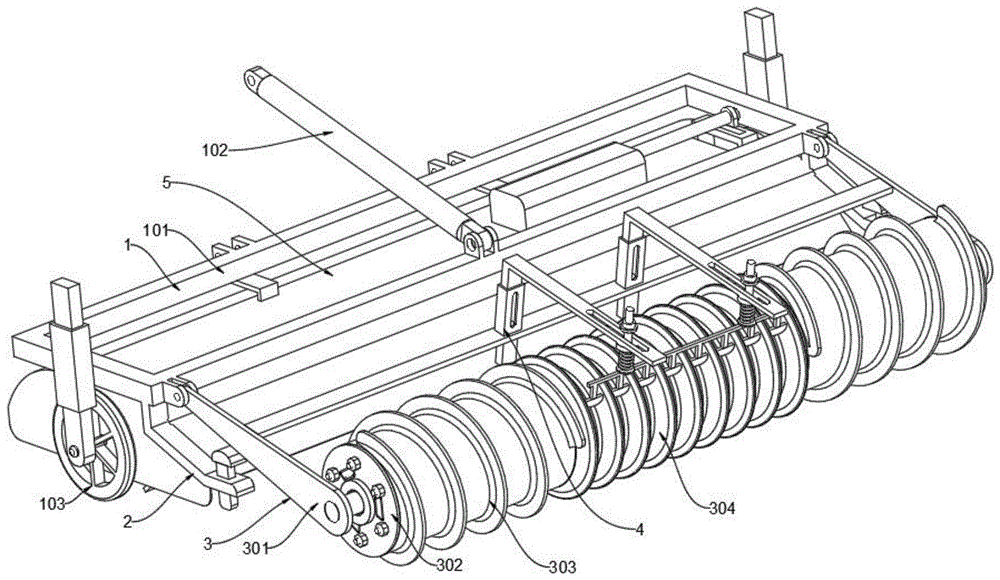 一种秸秆还田大垄双行可调节镇压器