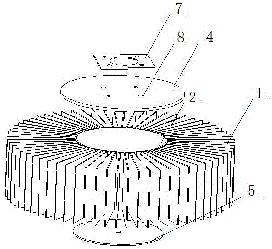 一种带脉动热板延展体的大功率LED照明相变散热器